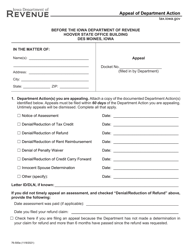 Form 76-500 Appeal of Department Action - Iowa