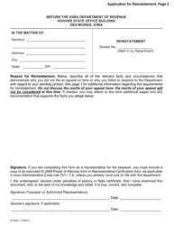 Form 76-504 Application for Reinstatement (Appeals Dismissed on or After November 10, 2021) - Iowa, Page 2