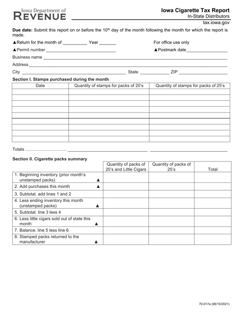Form 70-017  Printable Pdf