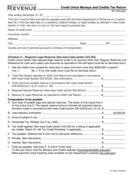 Form 57-150 Credit Union Moneys and Credits Tax Return - Iowa