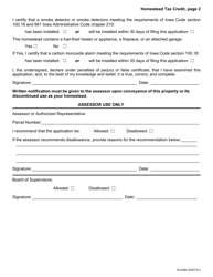 Form 54-028 Homestead Tax Credit Application - Iowa, Page 2
