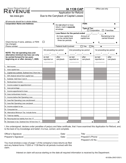 Form IA1139 CAP (42-028)  Printable Pdf