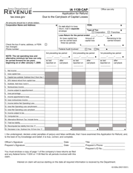 Form IA1139 CAP (42-028) Application for Refund Due to the Carryback of Capital Losses - Iowa