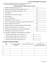 Form 43-005 Franchise Estimated Worksheet - Iowa, Page 2