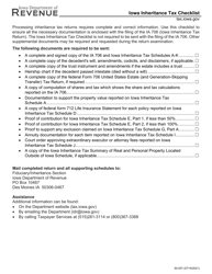 Document preview: Form 60-007 Iowa Inheritance Tax Checklist - Iowa