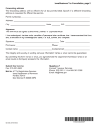 Form 92-034 Iowa Business Tax Cancellation - Request for Cancellation of Tax Permit - Iowa, Page 2