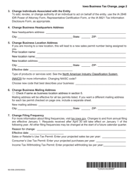 Form 92-033 Iowa Business Tax Change - Request for Change, or Correction, or Copy of Tax Permit - Iowa, Page 2