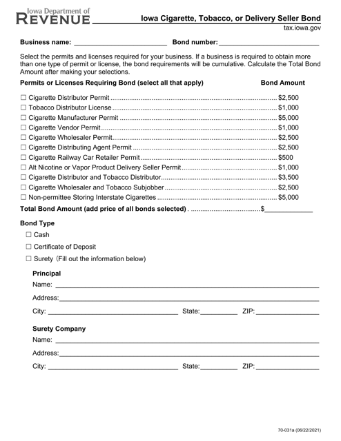 Form 70-031  Printable Pdf