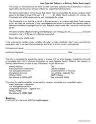 Form 70-031 Iowa Cigarette, Tobacco, or Delivery Seller Bond - Iowa, Page 2