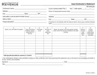 Form 35-002 Iowa Contractor&#039;s Statement - Iowa