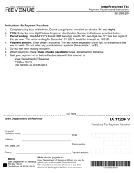 Document preview: Form IA1120F V (43-009) Franchise Tax Payment Voucher - Iowa
