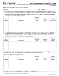 Document preview: Form 60-073 Schedule G, H Iowa Inheritance Tax - Iowa