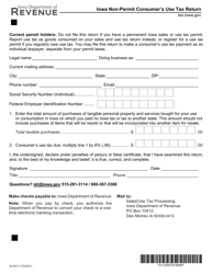 Document preview: Form 32-007 Iowa Non-permit Consumer's Use Tax Return - Iowa