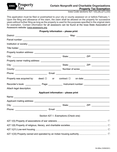 Form 54-269  Printable Pdf