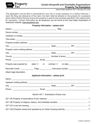 Form 54-269 Certain Nonprofit and Charitable Organizations Property Tax Exemption - Iowa