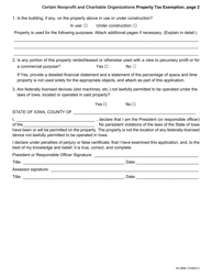 Form 54-269 Certain Nonprofit and Charitable Organizations Property Tax Exemption - Iowa, Page 2