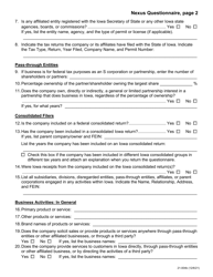 Form 21-004 Nexus Questionnaire - Iowa, Page 2
