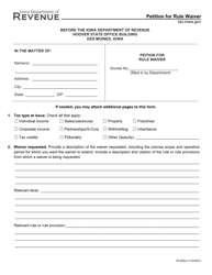 Document preview: Form 76-005 Petition for Rule Waiver - Iowa