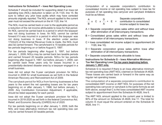 Form 42-020 Schedule F, G Iowa Net Operating Loss - Iowa, Page 2