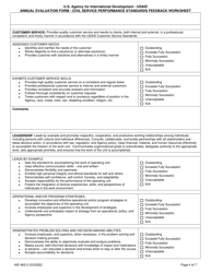Form AID462-2 Annual Evaluation Form - Civil Service Performance Standards Feedback Worksheet, Page 4