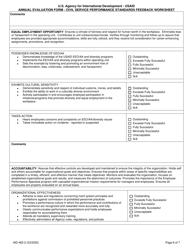 Form AID462-2 Annual Evaluation Form - Civil Service Performance Standards Feedback Worksheet, Page 6
