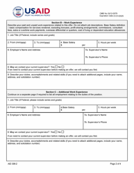 Form AID309-2 Offeror Information for Personal Services Contracts With Individuals, Page 2