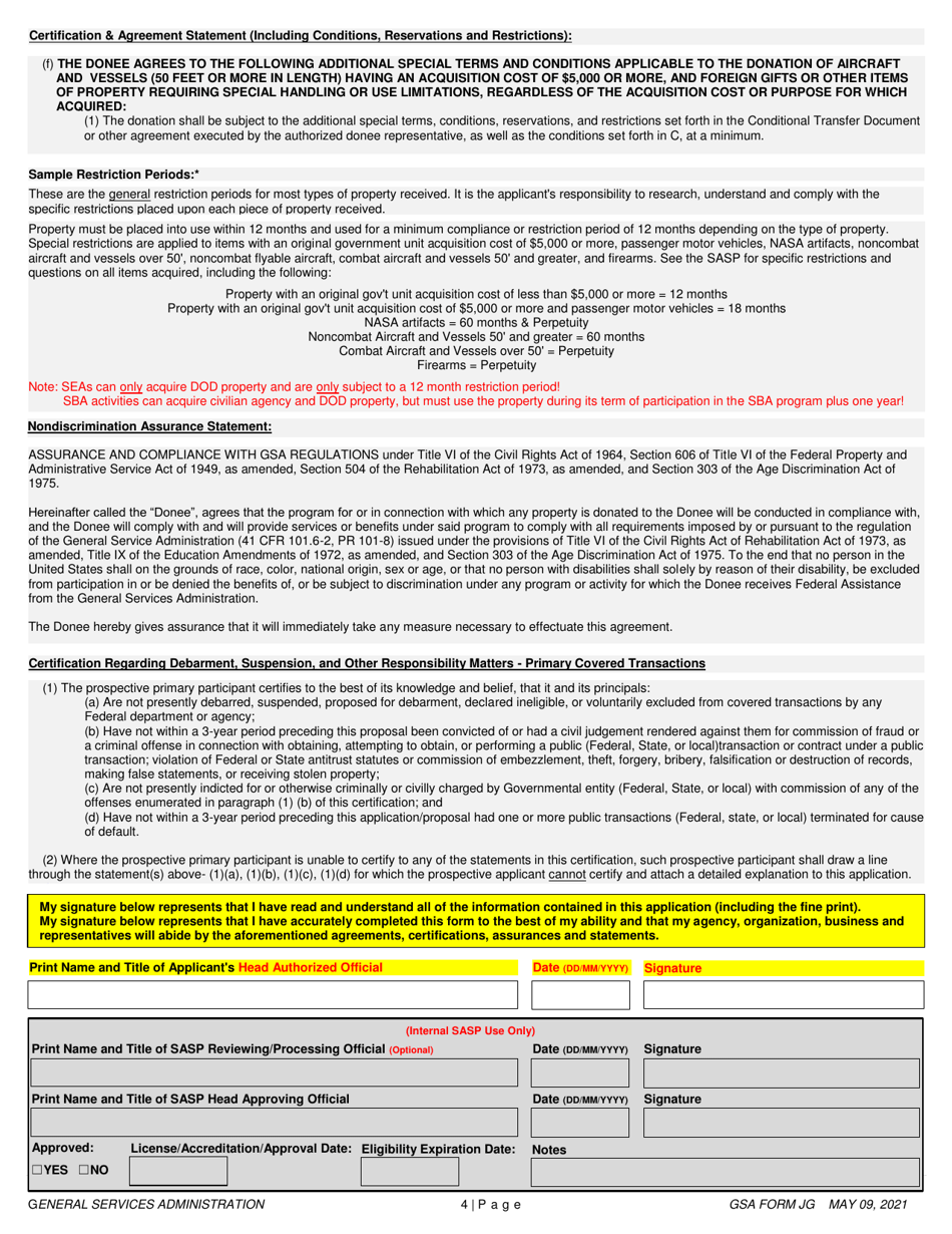 GSA Form JG Federal Surplus Property Program Eligibility Application - Kansas, Page 4