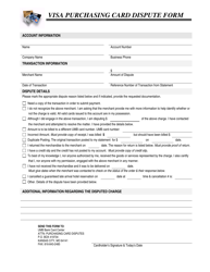 Document preview: Visa Purchasing Card Dispute Form - Kansas