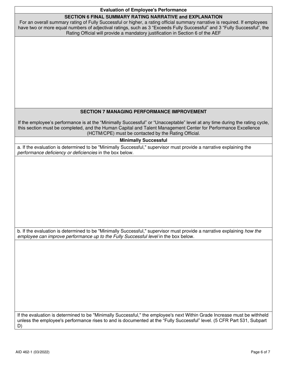 Form AID462-1 Annual Evaluation Form - Civil Service, Page 6