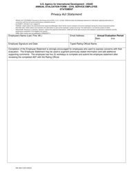 Form AID462-3 &quot;Annual Evaluation Form - Civil Service Employee Statement&quot;