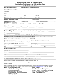 DOT Form 1950 Application for Commercial Advertising Sign - Kansas