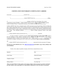 State Form 12386-B Certification for Worker's Compensation Carriers - Indiana, 2022