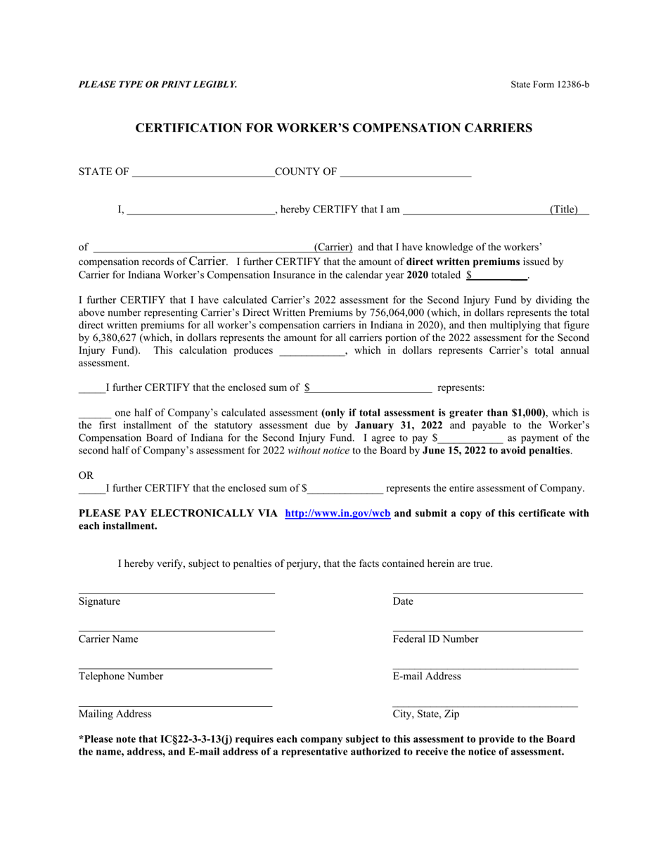State Form 12386-B - 2022 - Fill Out, Sign Online and Download ...