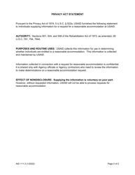 Form AID111-3 Denial of Reasonable Accommodation Request, Page 2