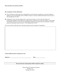 Veterinary License Renewal Application &amp; Notice of Expiration - Kansas, Page 2