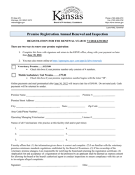 &quot;Premise Registration Annual Renewal and Inspection&quot; - Kansas, 2023