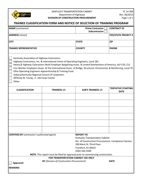 Form TC14-309  Printable Pdf