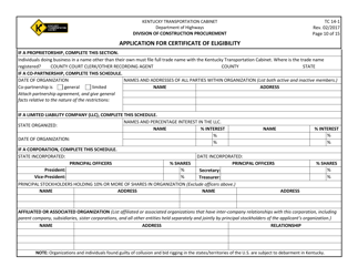 Form TC14-1 Application for Certificate of Eligibility - Kentucky, Page 10