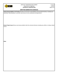 Form TC63-50 Written Narrative Schedule - Kentucky, Page 4