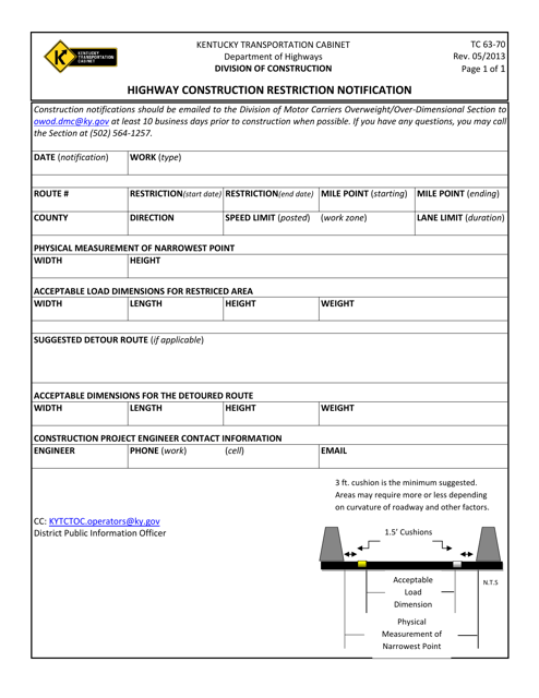 Form TC63-70  Printable Pdf