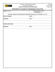 Form TC63-76 Department of Highways&#039; Performance Evaluation - Kentucky, Page 9