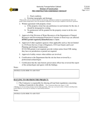 Form TC63-64 Pre-construction Conference Checklist - Kentucky, Page 7