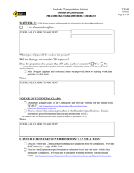 Form TC63-64 Pre-construction Conference Checklist - Kentucky, Page 8