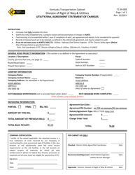 Form TC69-8 &quot;Utility/Rail Agreement Statement of Charges&quot; - Kentucky