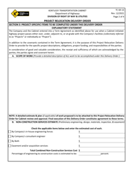 Form TC69-13 Project Relocation Delivery Order - Kentucky, Page 2
