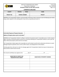 Document preview: Form 62-227 Consent & Release - Kentucky