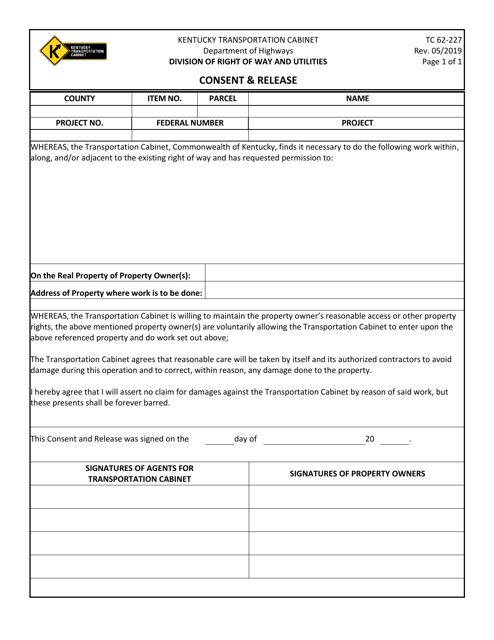 Form 62-227  Printable Pdf
