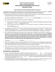 Form TC98-3 Application for Temporary off-Site Sale or Display Event - Kentucky, Page 2