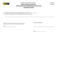 Form TC98-3 Application for Temporary off-Site Sale or Display Event - Kentucky, Page 3