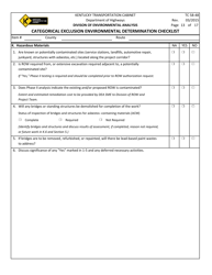 Form TC58-48 Categorical Exclusion Environmental Determination Checklist - Kentucky, Page 13